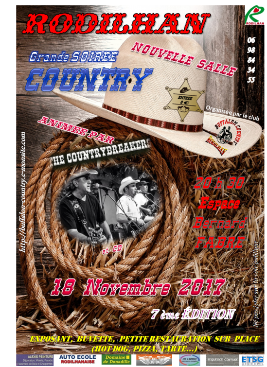 Soiree country breakers rodilhan 18 novembre 2017